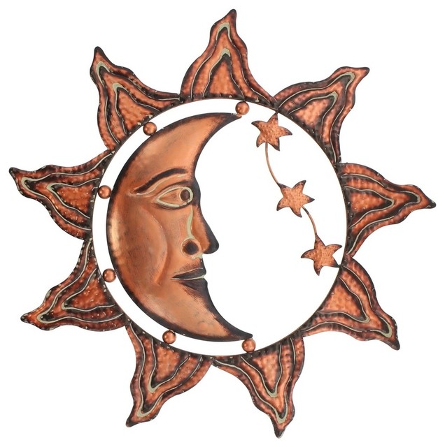 636x640 Sun Moon Stars Celestial Face Metal Wall Decor