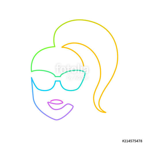 500x500 Continuous Bright Gradient Line Face In Sun Glasses Drawing