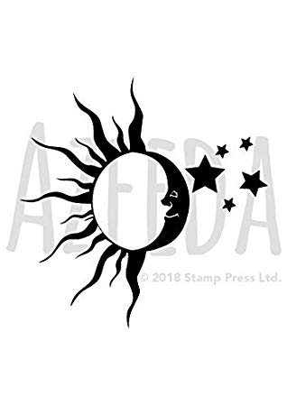 318x450 'sun Moon Stars' Unmounted Rubber Stamp