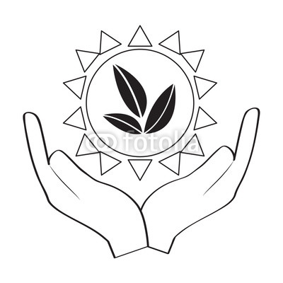 400x400 Hands Witn A Leaves Silhouette And Sun Outline Vector