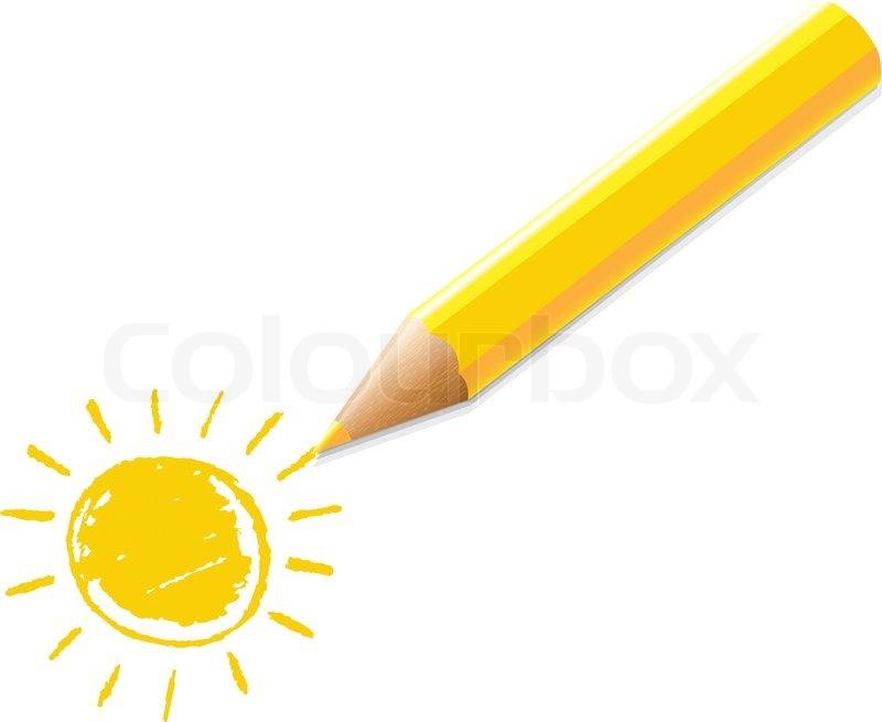 800x655 Yellow Pencil With Drawing, Vector Stock Vector Colourbox