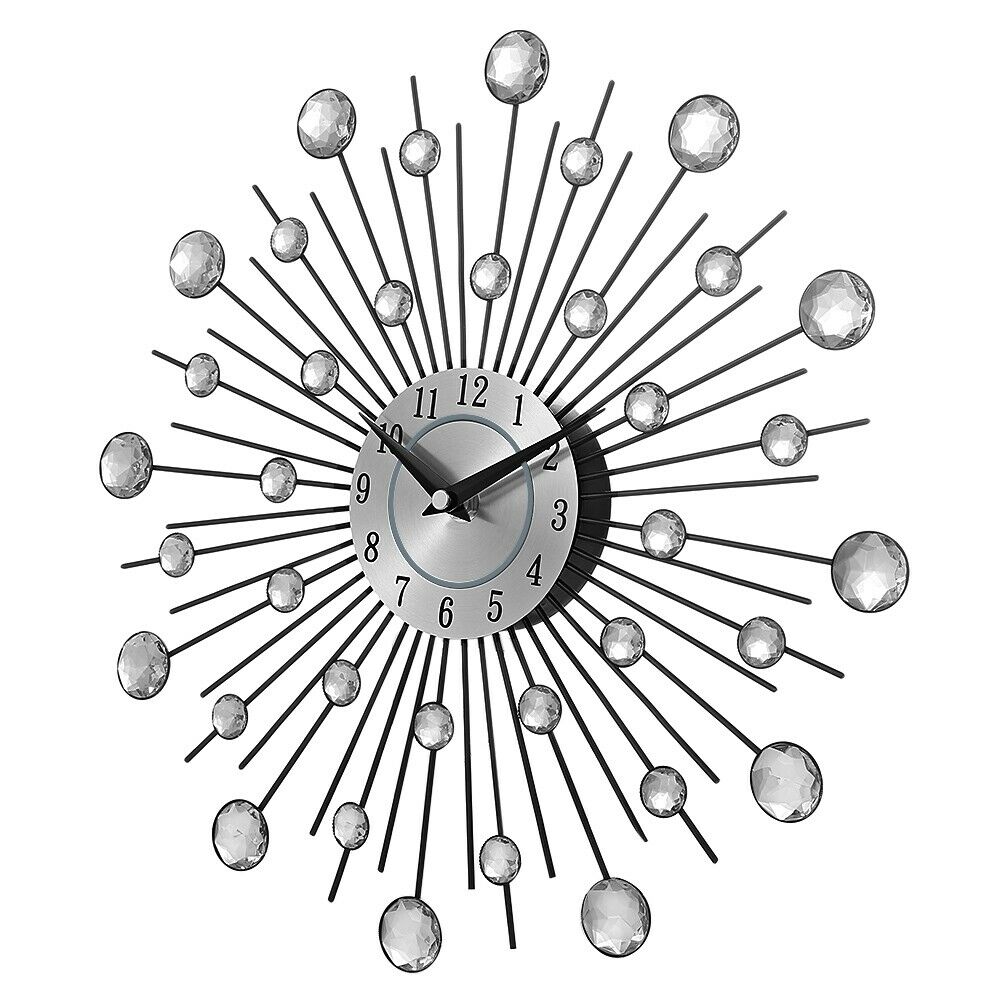 1000x1000 Decorative Crystal Sunburst Metal Wall Clock Home Art Decor