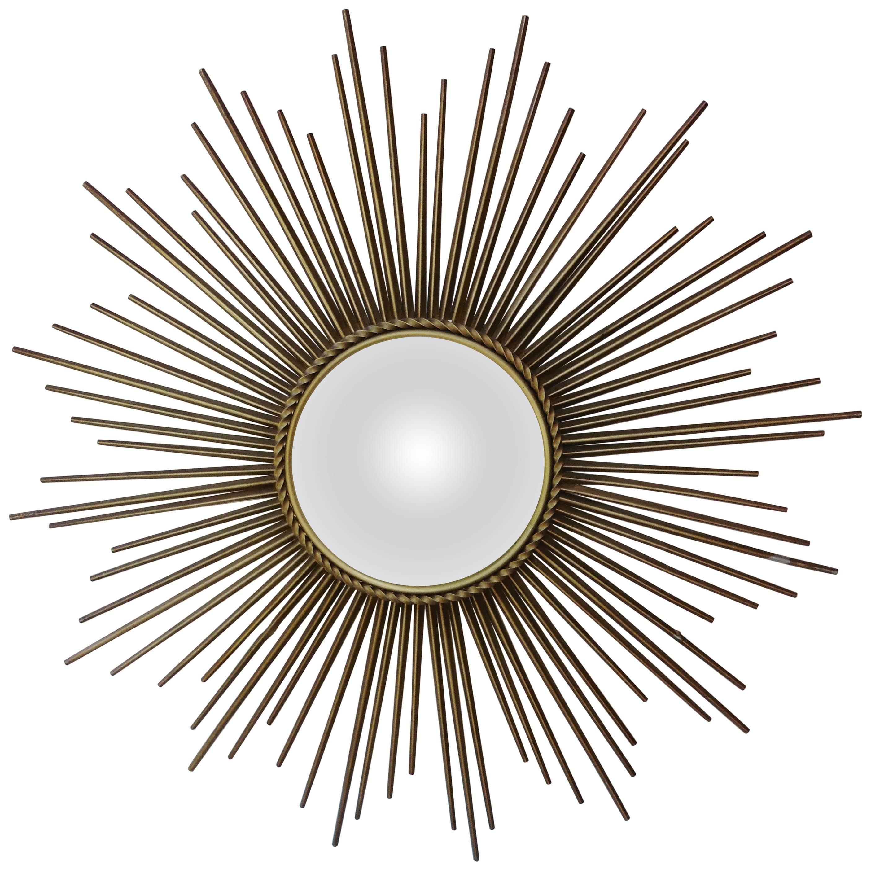 2812x2812 Sunburst Convex Metal Mirror Chaty Vallauris For Sale