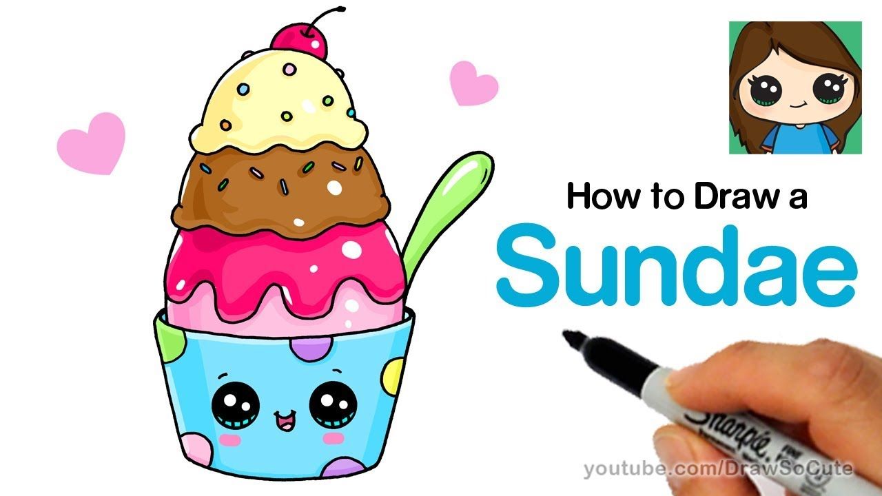 1280x720 How To Draw An Ice Cream Sundae Easy And Cute Kids Fun Stuff