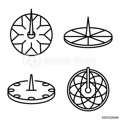 500x500 sundial icons set outline set of sundial vector icons for web