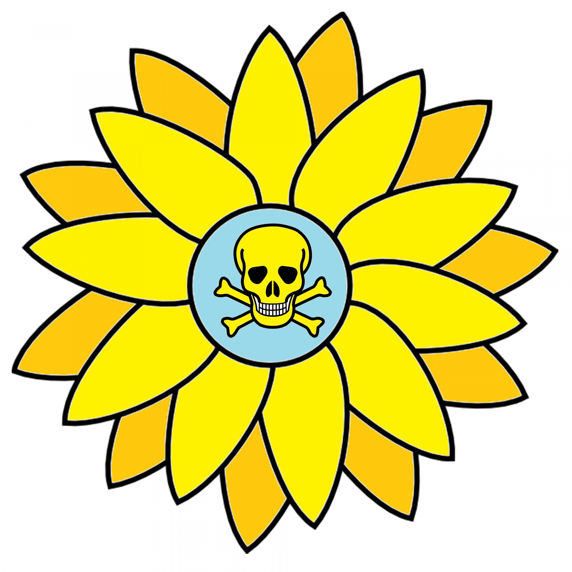 1920x1920 Drawing, Sunflower, Scull, Scary, Dangerous