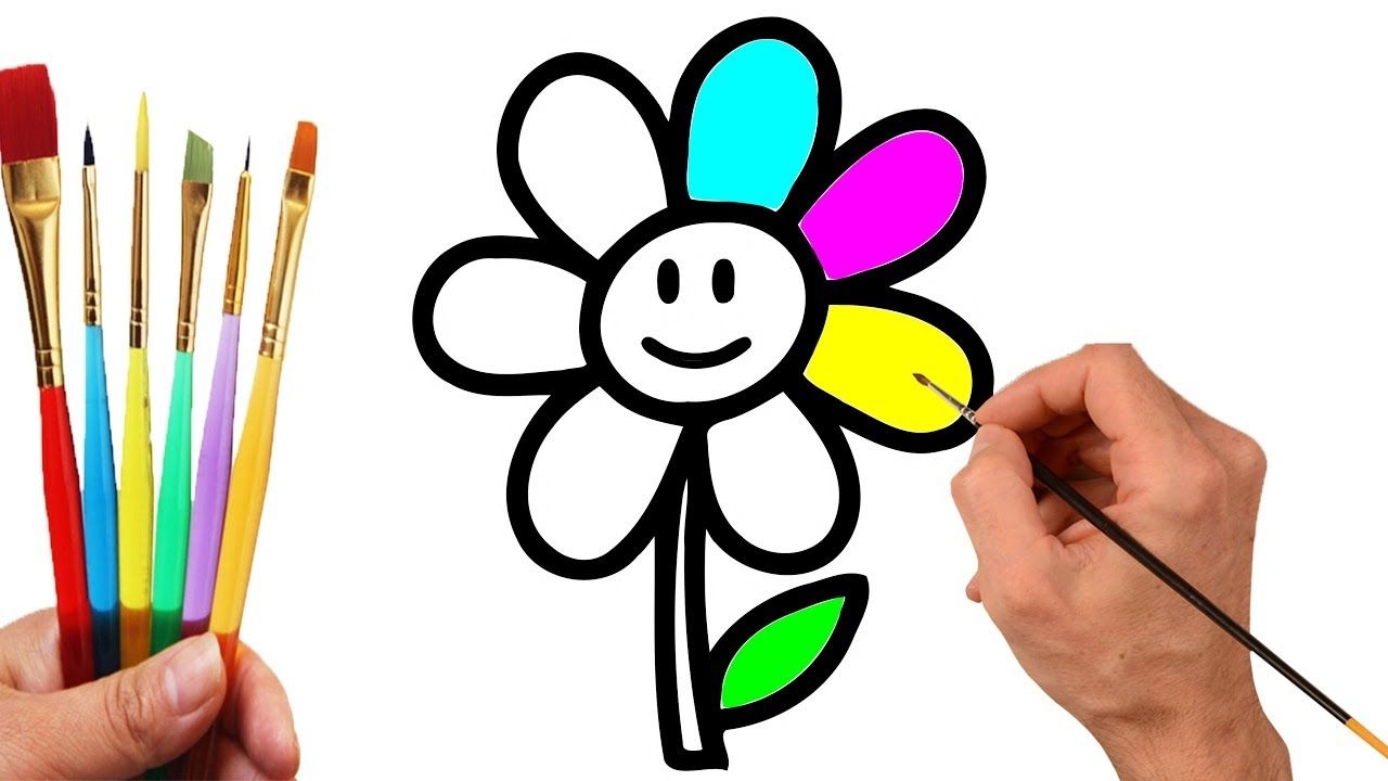 1280x720 How To Draw Sunflower Coloring Pages Sun Flower Coloring Youtube