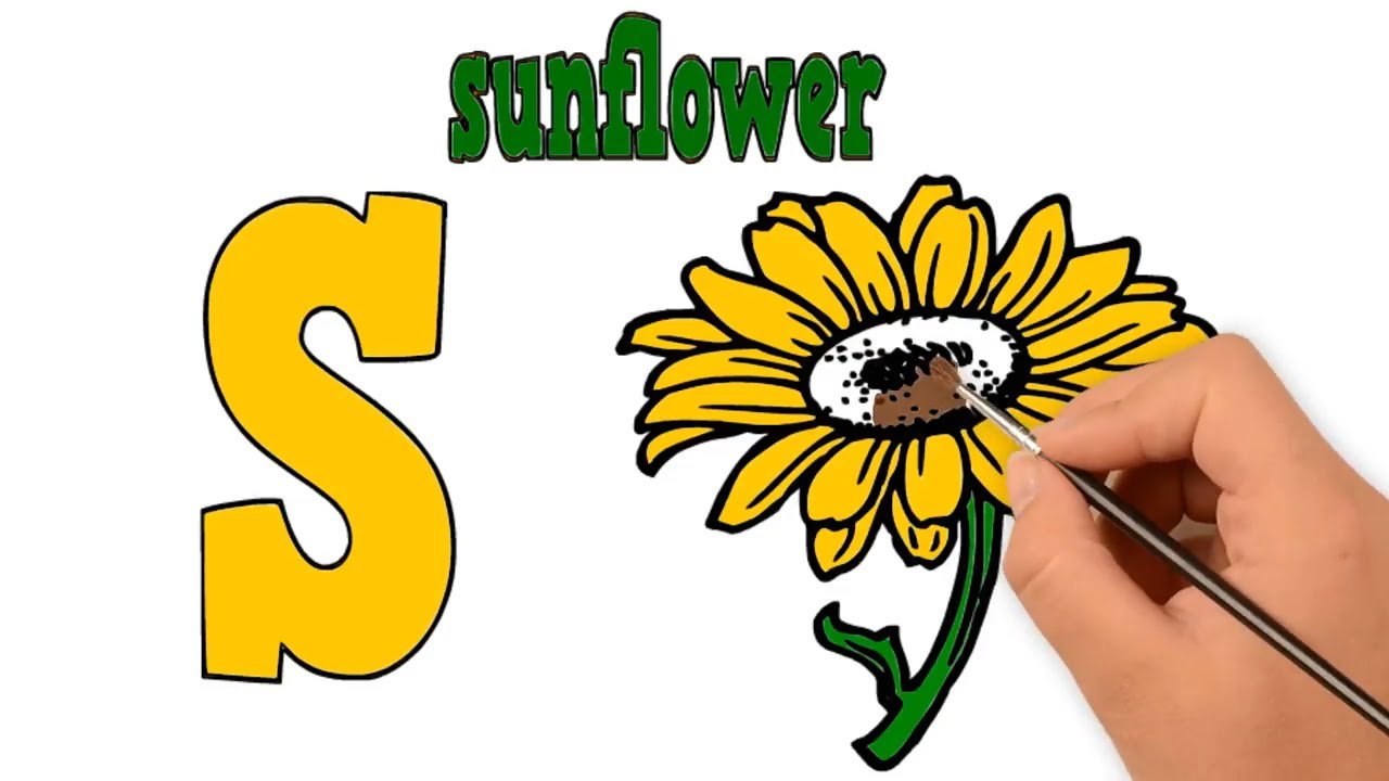 1280x720 Sunflower Drawing For Kids
