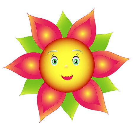 450x439 Smile Colored Flower Or Sunflower, Object Isolated White, Hand