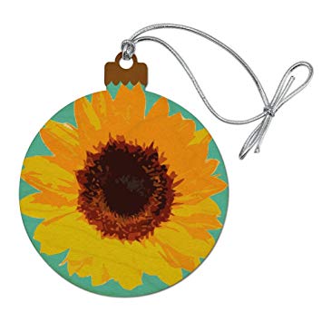 355x355 Sunflower Drawing On Blue Background Wood Christmas