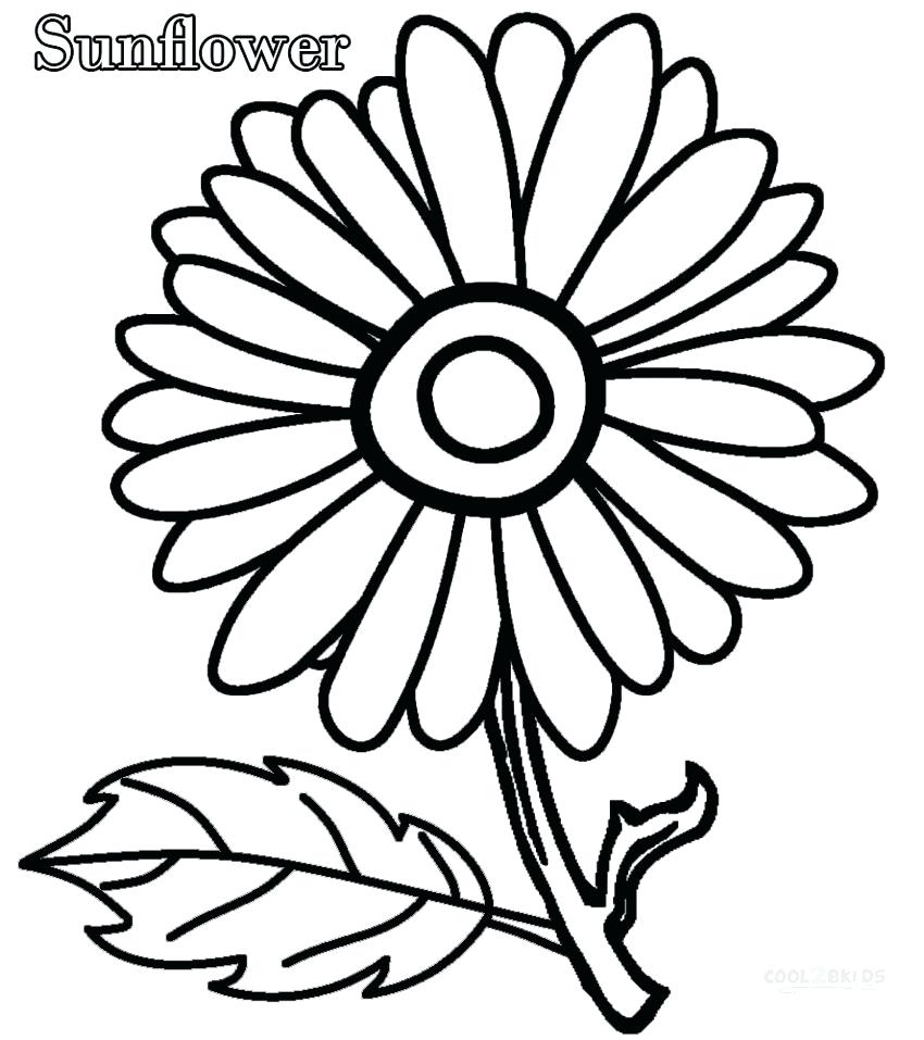 850x957 Simple Coloring Pages Of Flowers With Template Sunflower Printable