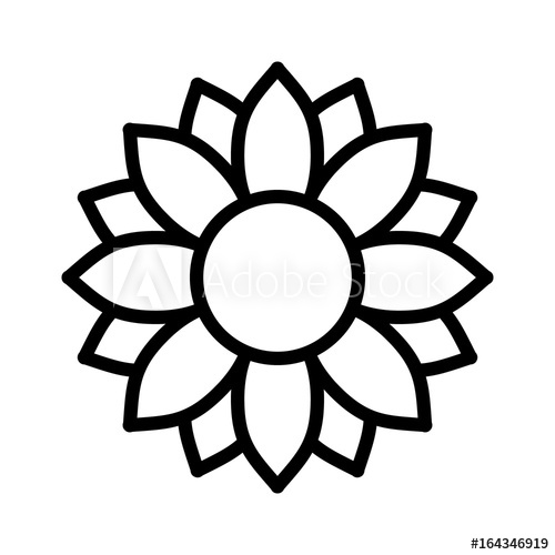 500x500 Sunflower Line Drawing Vector