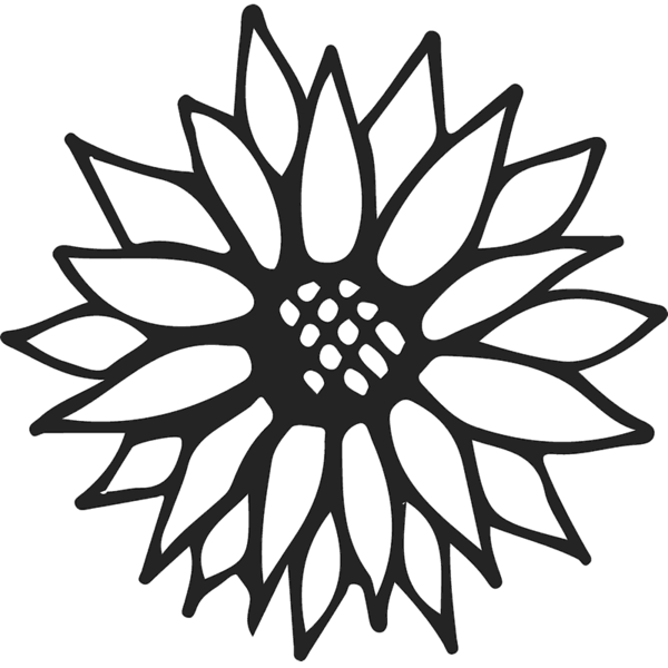 600x600 Sunflower Outline Rubber Stamp Flower Leaf Stamps Stamptopia