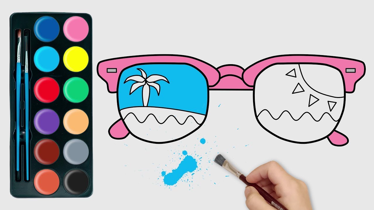 1280x720 Sunglasses Drawing Coloring Art For Children Learn Colors