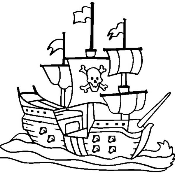 600x600 Pirate Ship Coloring