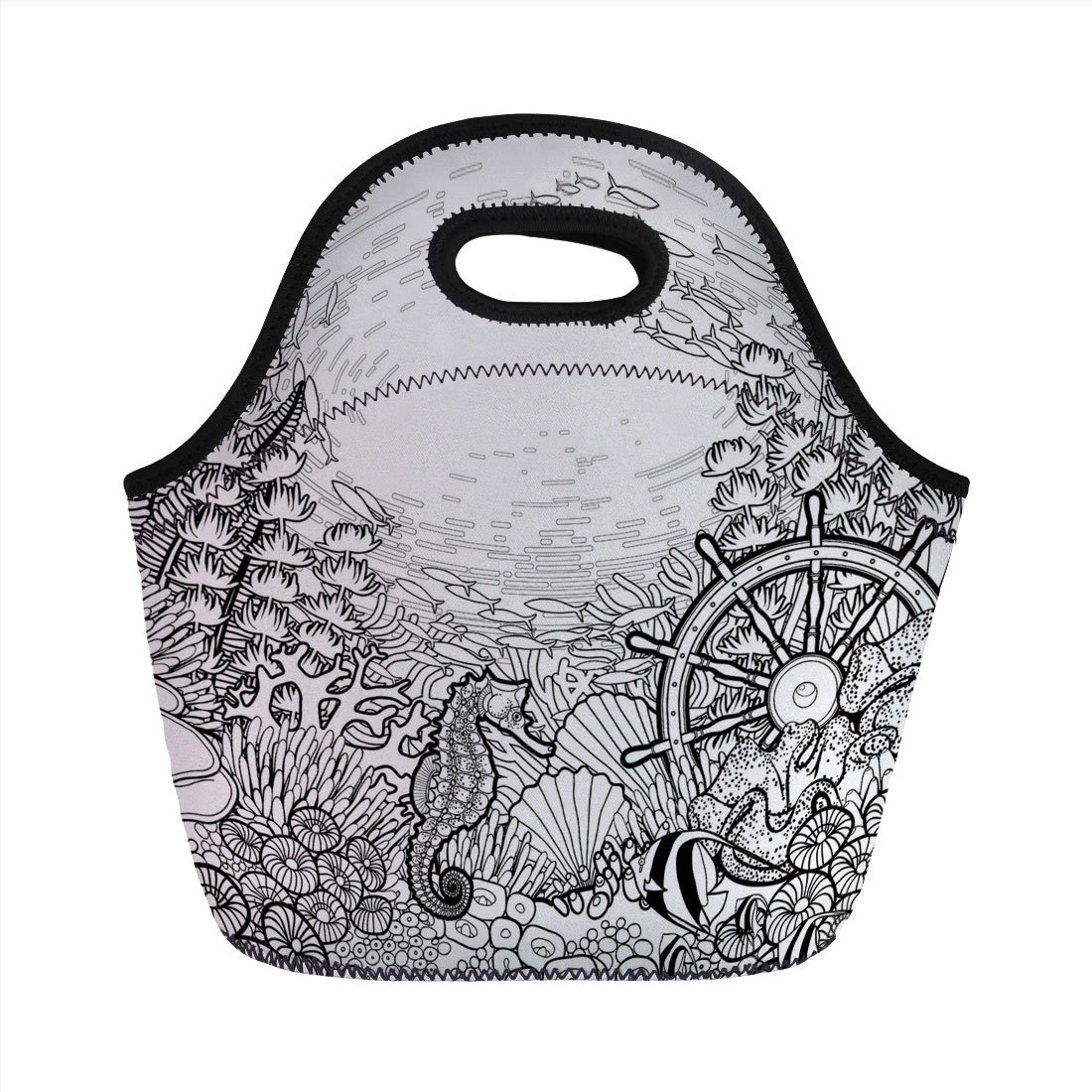 1100x1100 Neoprene Lunch Bag, Aquarium, Graphic Coral Reef