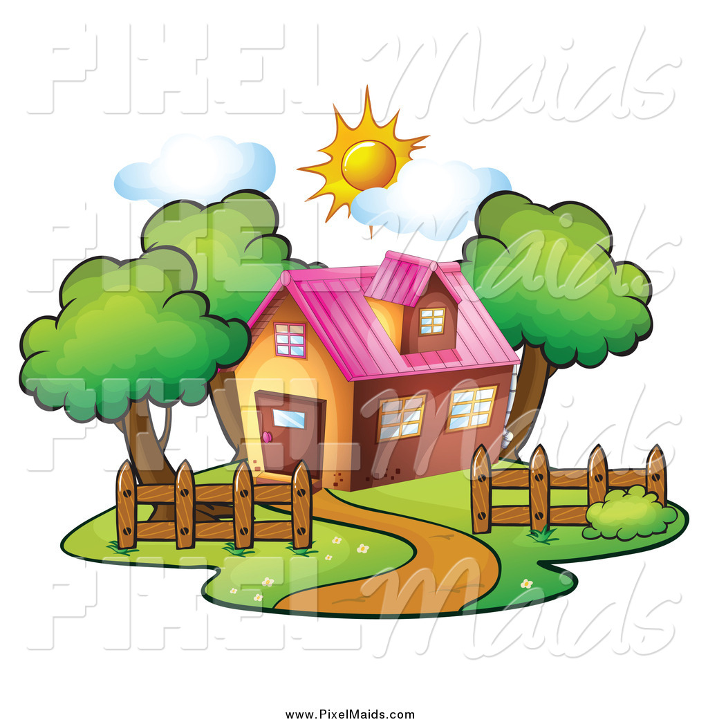 1024x1044 Clipart Of A Residential House On A Sunny Day