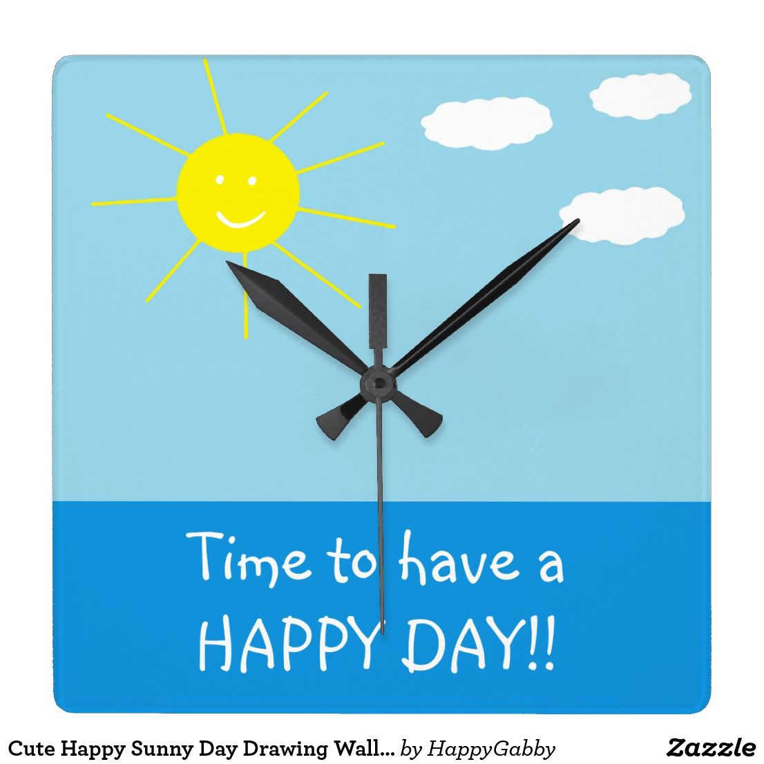 1106x1106 Cute Happy Sunny Day Drawing Wall Clock Creative