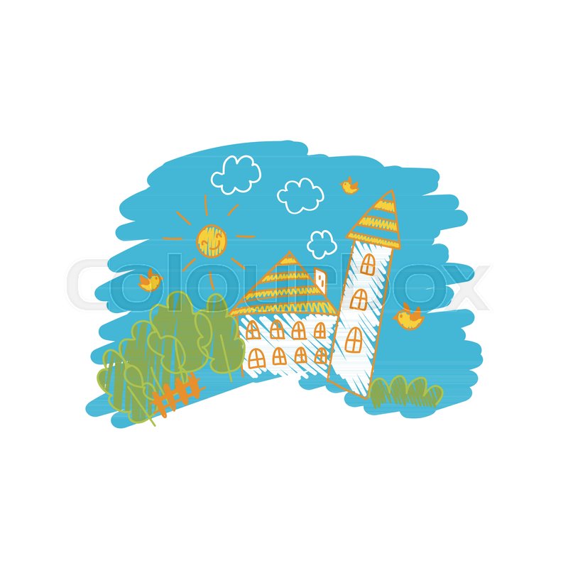 800x800 Childish Drawing Of Sunny Day And Stock Vector Colourbox