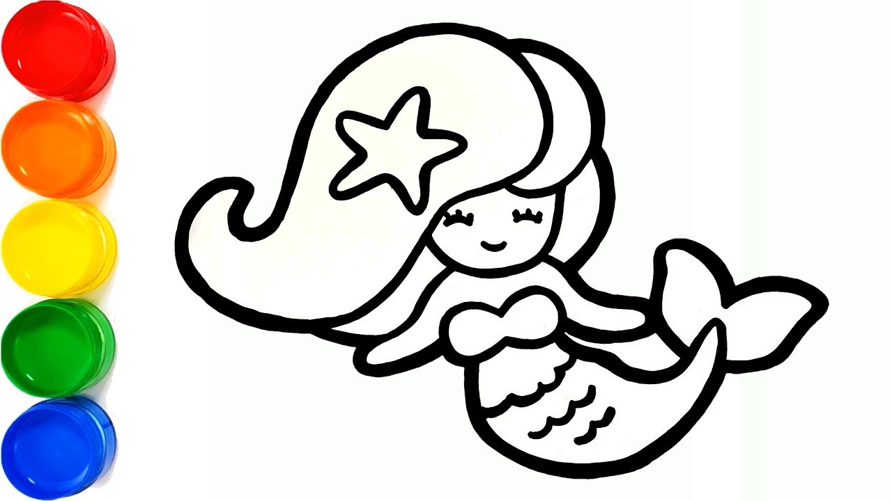 1280x720 Glitter Mermaid Coloring Drawing Learn Colors For Kids Toddlers