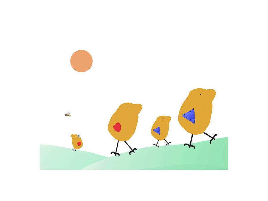 900x675 Sunny Family Walking With Kids Drawing