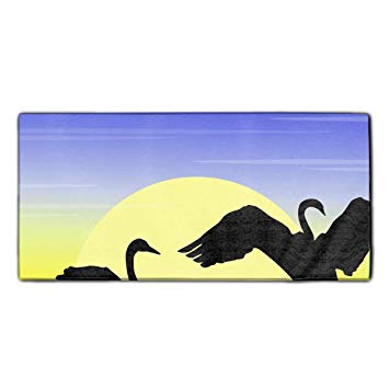 355x355 at sunrise swan scenery on the hill printed microfiber