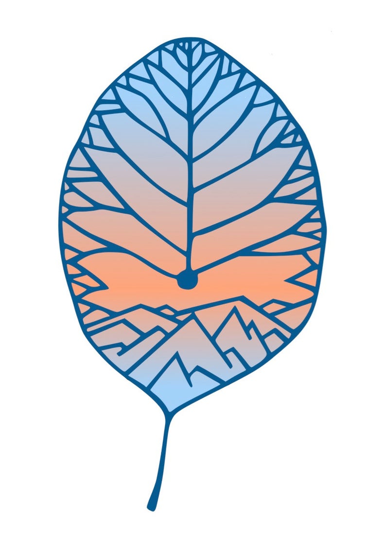 794x1128 Mountain Sunrise Print Leaves Drawing Farmhouse Chic Art Hygge Etsy