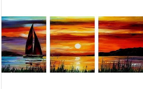 485x304 On Wall Acrylic Canvas Oil Painting Home Decor Hand Drawing Sunset