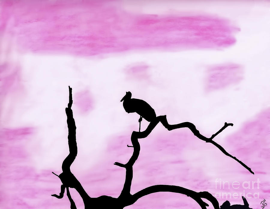 900x697 Pink In The Sunset Drawing