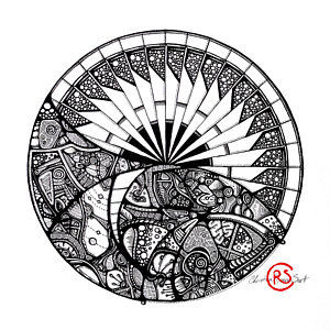 300x300 Black And White Sunset Drawings Fine Art America