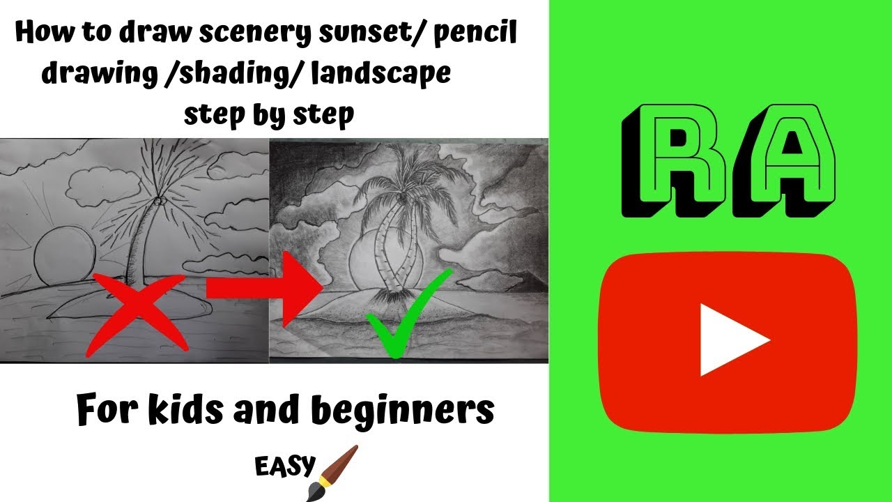 1280x720 How To Draw A Scenery Sunset Easy Pencil Drawing