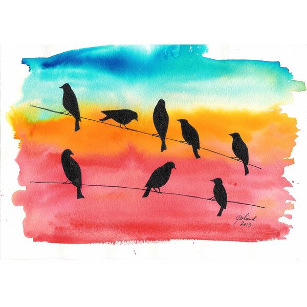 600x600 Birds On A Wire Sunset Silhouette Size Original