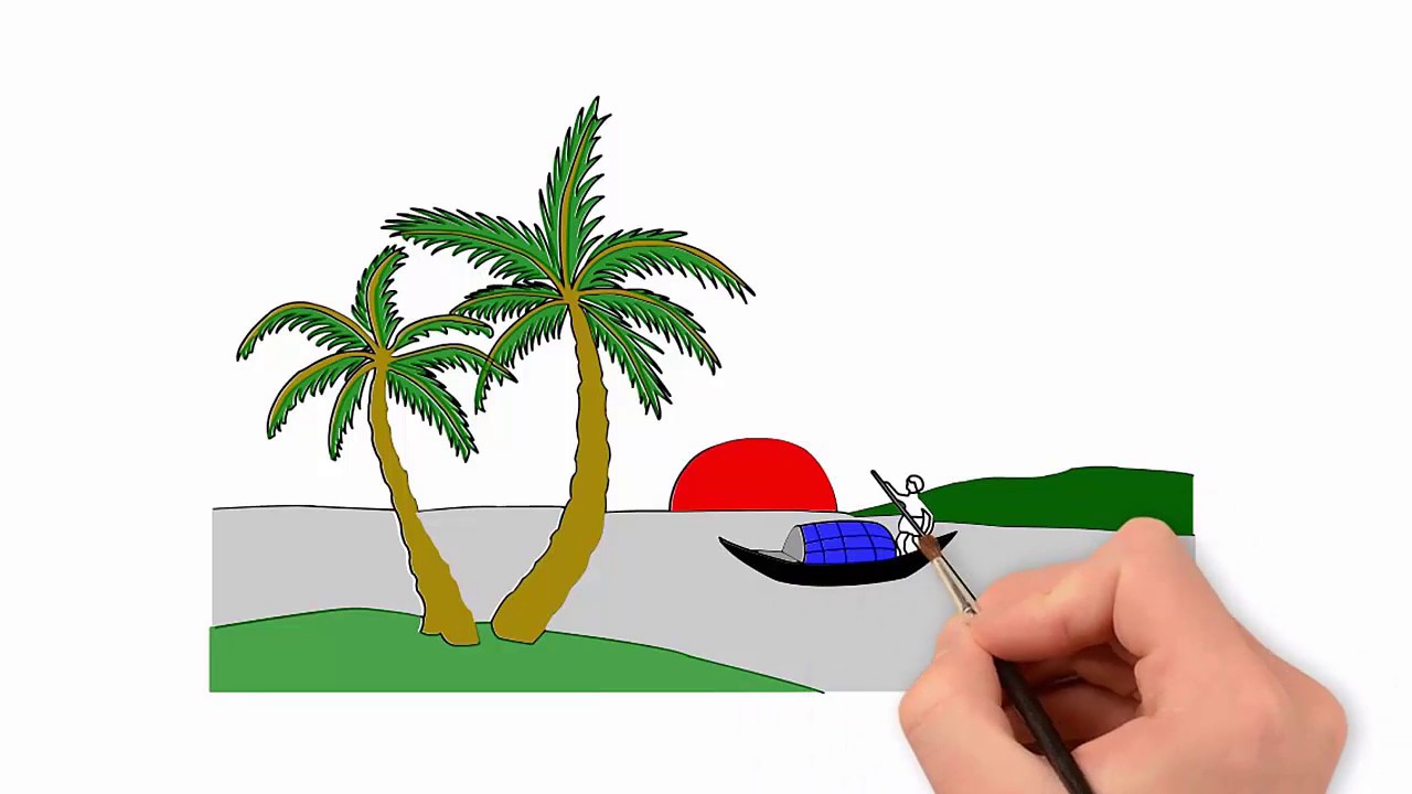 1280x720 How To Draw Sunset Colouring Pencil Step