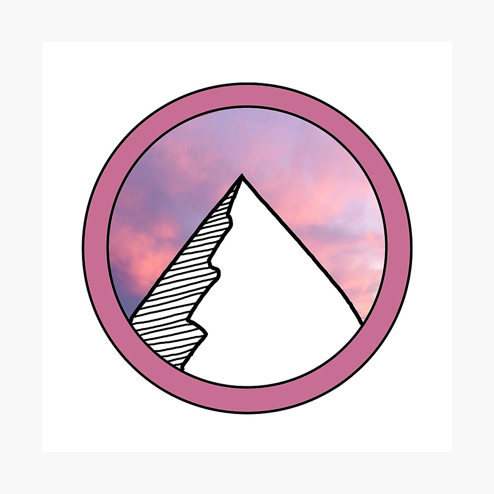 1000x1000 Mountain And Sunset Pnw Drawing Photographic Print