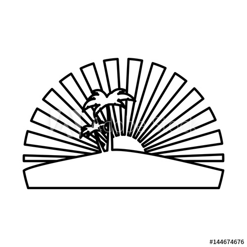 500x500 Silhouette Circular Background Sunset With Beach And Palms