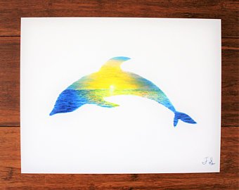 340x270 Sunset Ocean Drawing Etsy