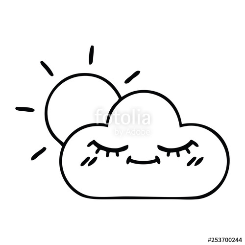 500x500 Line Drawing Cartoon Sunshine And Cloud Stock Image And Royalty