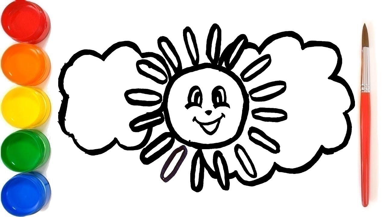 1280x720 Coloring And Drawing Sunny Sun Sunshine For Kids, Toddlers Happy