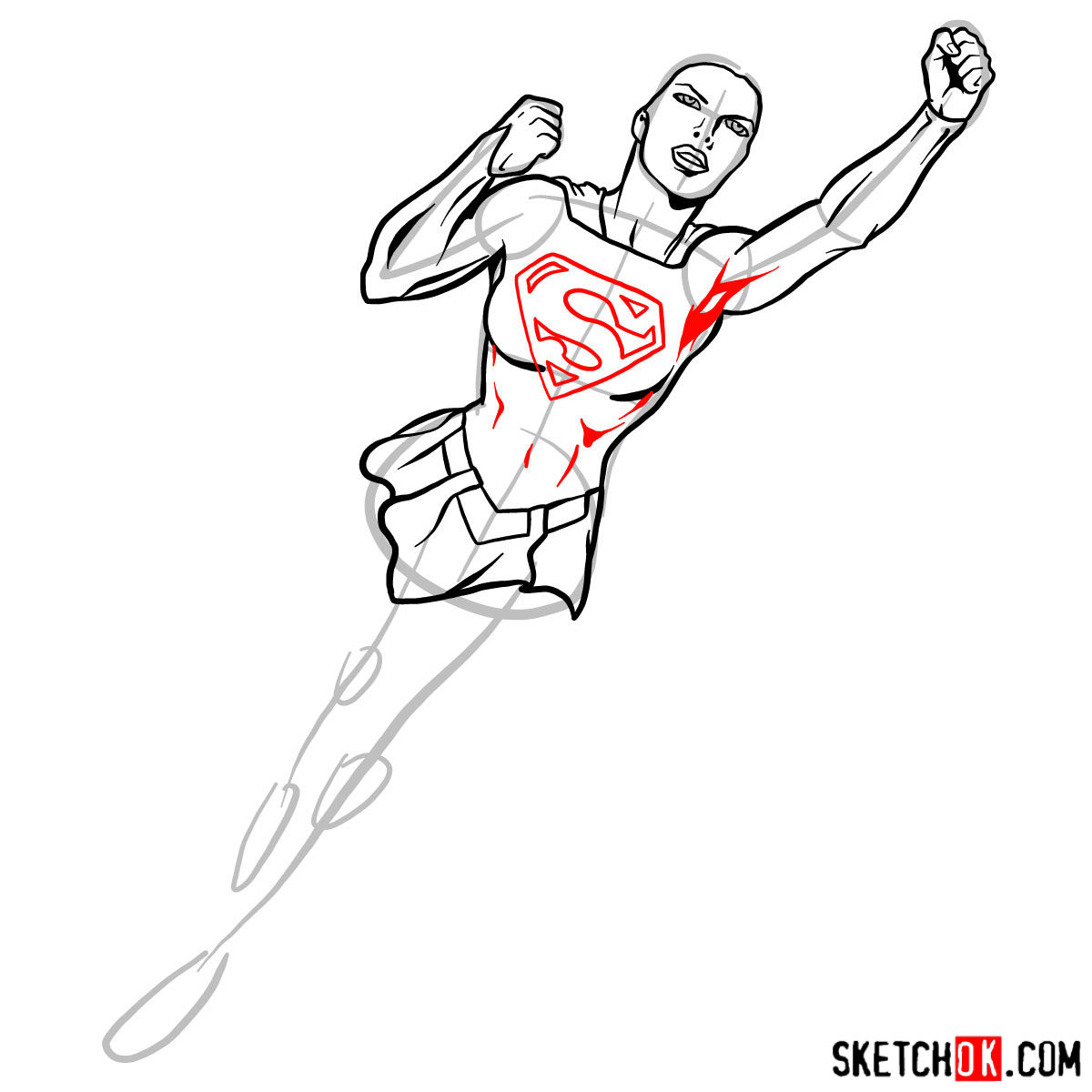 1200x1200 How To Draw Supergirl In Flight