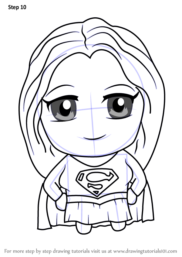 600x846 Supergirl Drawing Kawaii For Free Download