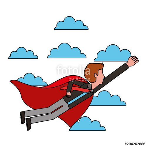 500x500 Superhero Businessman Flying With Cape Successful Vector