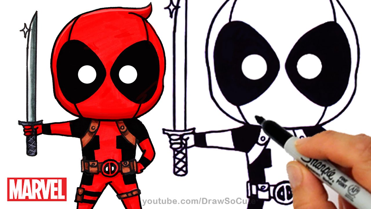 1280x720 How To Draw + Color Deadpool Chibi Step