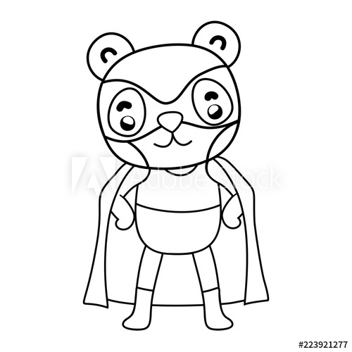 500x500 Outline Panda Head Wearing Mask To Superhero Costume