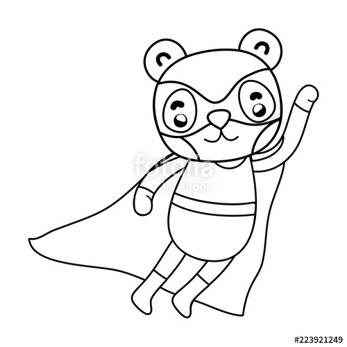 500x500 Outline Panda Jumping With Superhero Costume And Mask Stock Image