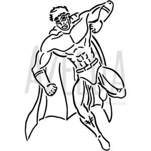 300x300 'superhero' Wall Stencil Template