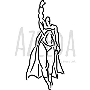 355x355 Azeeda 'superhero With Raised Fist' Wall Stencil Template
