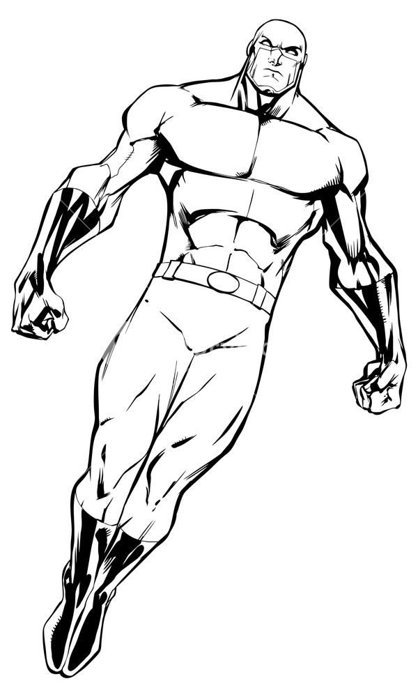 600x1000 Full Length Illustration Of Powerful Superhero Looking Down While