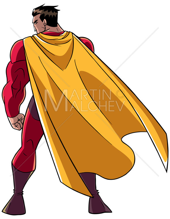 590x759 Superhero Battle Mode Back Vector Cartoon Illustration Man Etsy