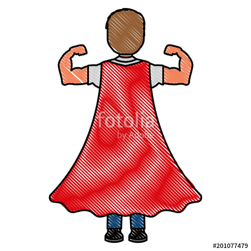 500x500 Child With A Hero Cape View From The Back Vector Illustration