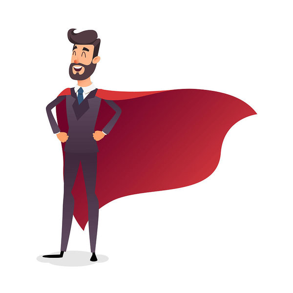 600x600 Cartoon Superhero Standing With Cape Waving In The Wind